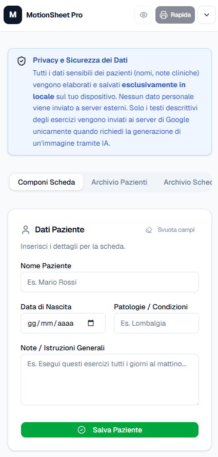 Screenshot della schermata principale versione Mobile